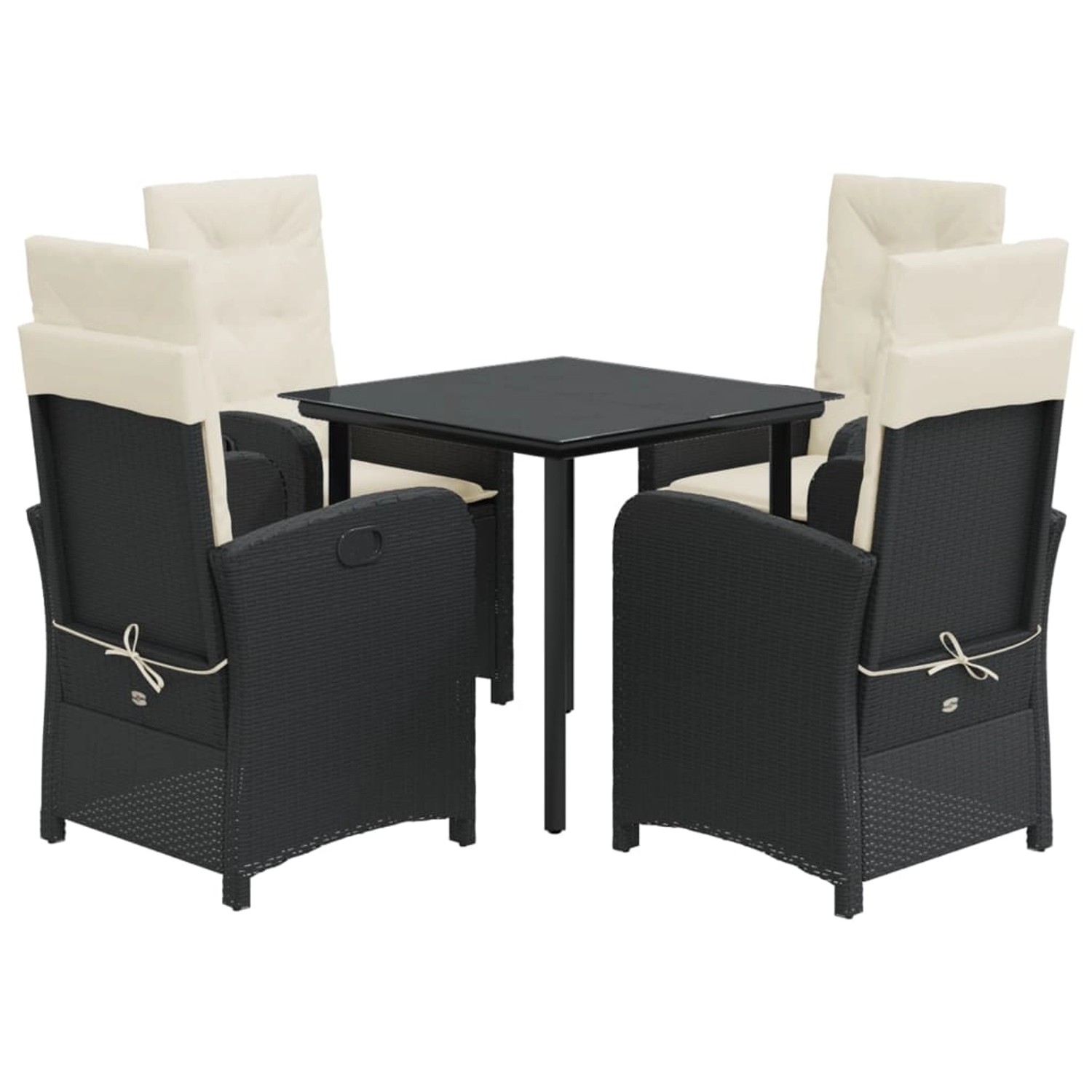 vidaXL 5-Tlg Garten-Essgruppe mit Kissen Schwarz Poly Rattan 3212301 günstig online kaufen
