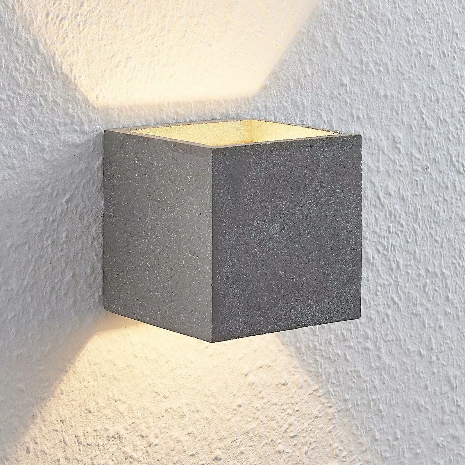 Lindby Wandlampe Nellie, grau, Beton, 11,5 cm breit günstig online kaufen