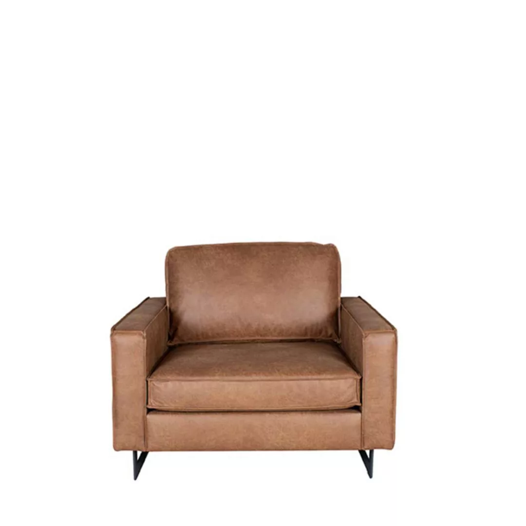 Lounge Sessel in Cognac Braun Microfaser Armlehnen günstig online kaufen