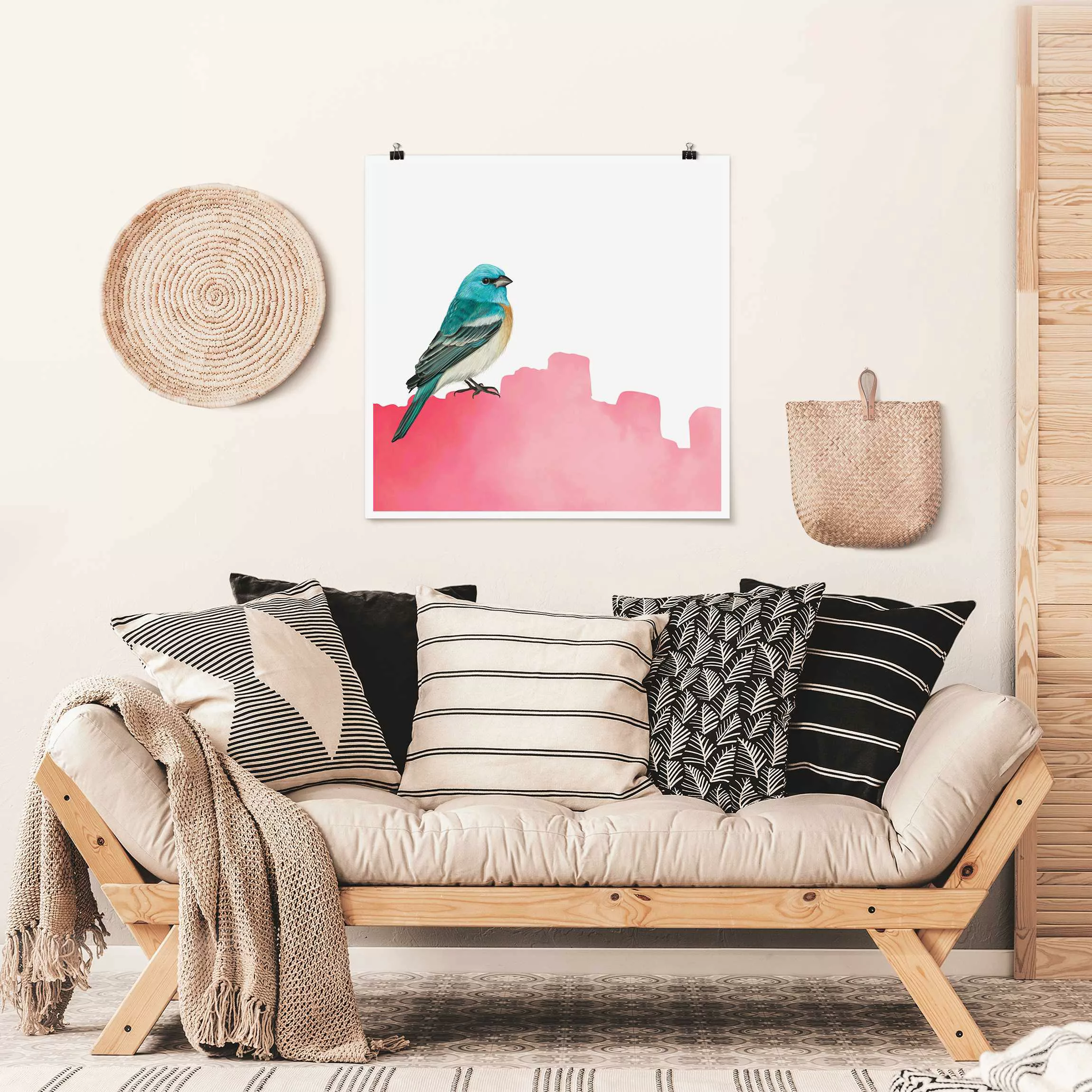 Poster Vogel auf Pink günstig online kaufen