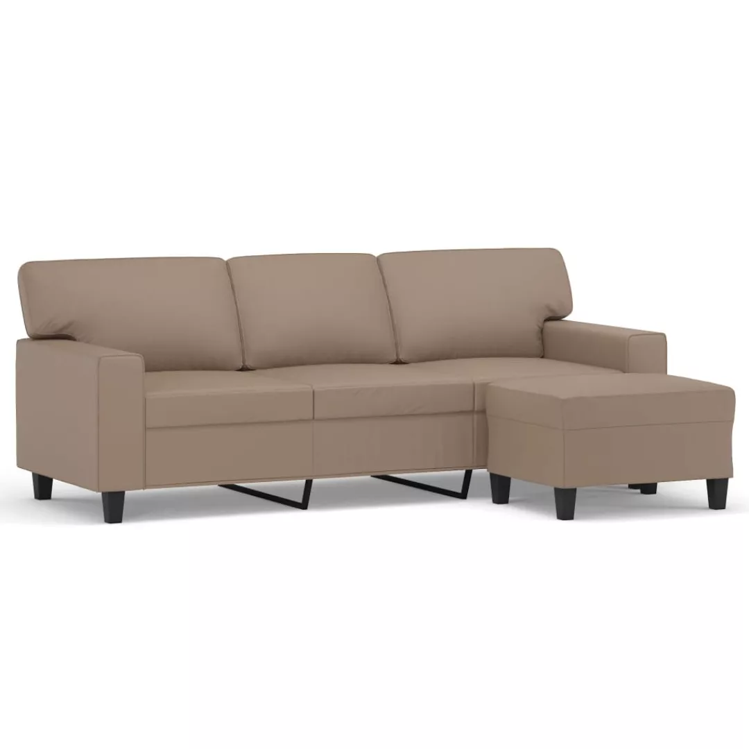 Vidaxl 3-sitzer-sofa Mit Hocker Cappuccino-braun 180 Cm Kunstleder günstig online kaufen