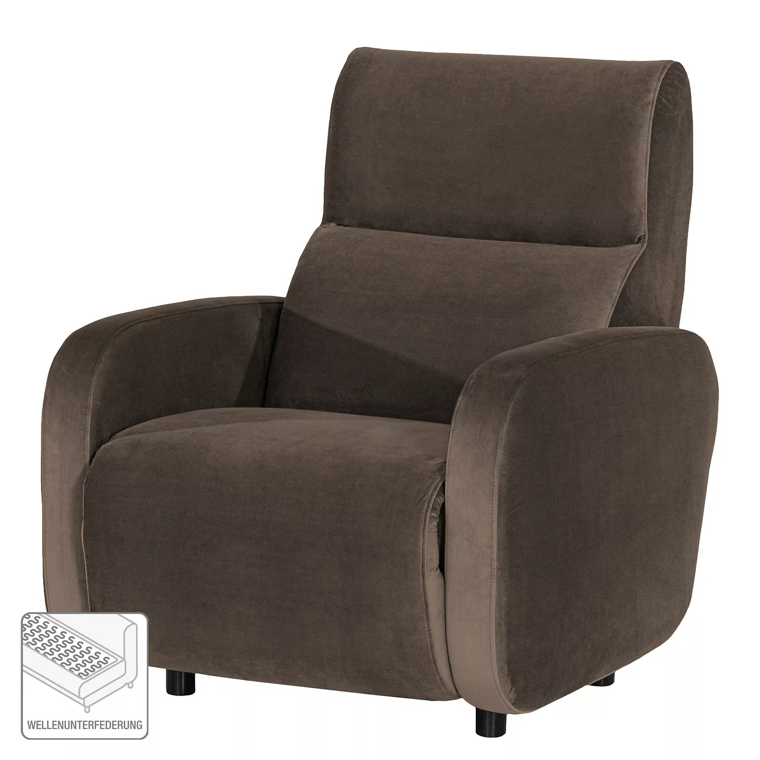 home24 loftscape Sessel Mezin I Braun Samt mit Relaxfunktion 97x104x105 cm günstig online kaufen