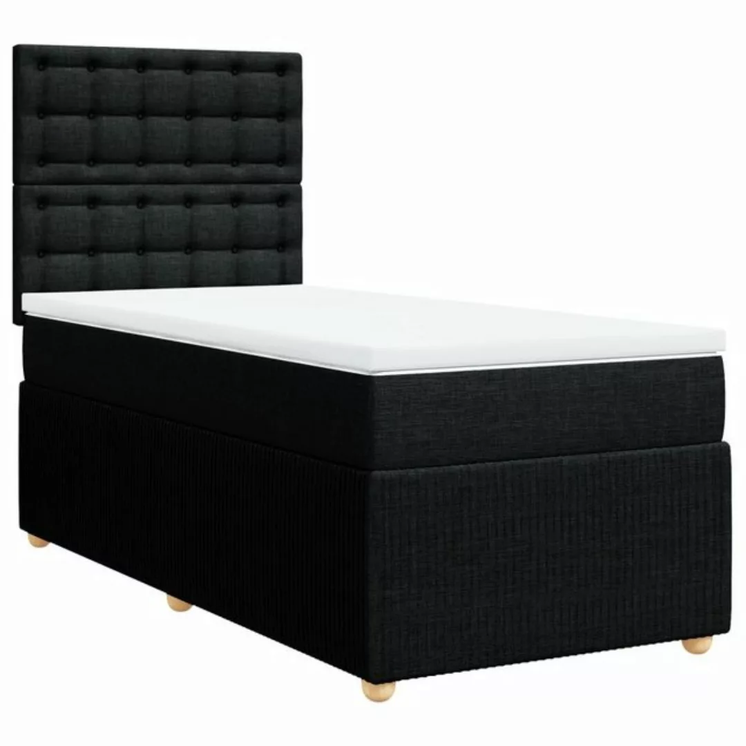 vidaXL Boxspringbett, Boxspringbett mit Matratze Schwarz 80x200 cm Stoff günstig online kaufen