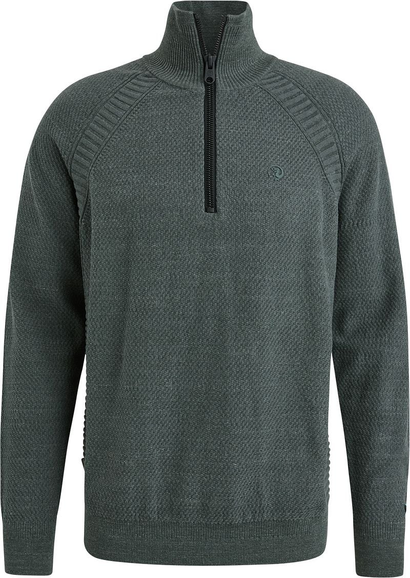 Cast Iron Knitted Half Zip Pullover Grün - Größe XL günstig online kaufen