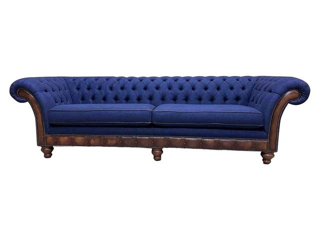 JVmoebel Sofa Blaues Sofa Chesterfield 4 Sitzer Luxus Sofas Stoffsofa Wohnz günstig online kaufen