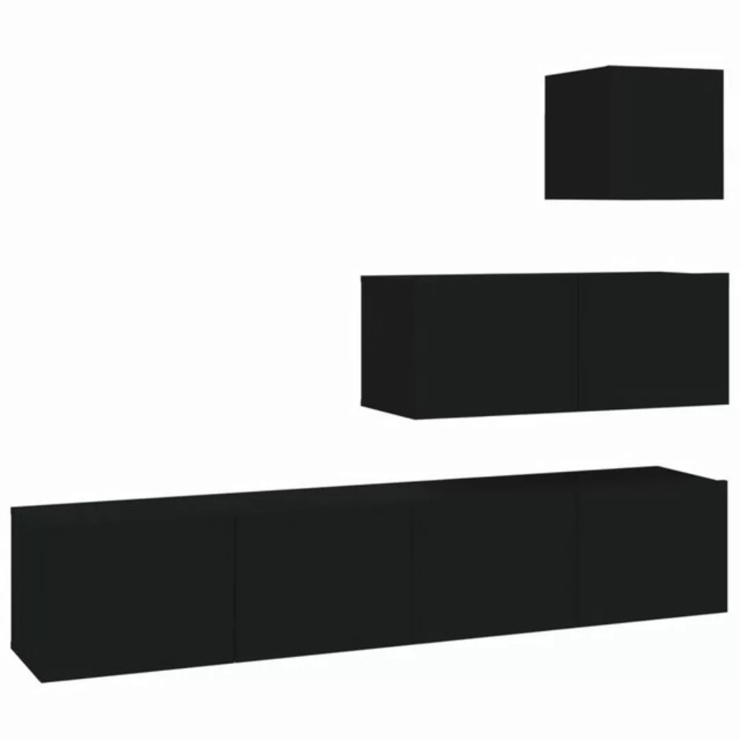 vidaXL TV-Schrank 4-tlg. TV-Schrank-Set Schwarz Holzwerkstoff (4-St) günstig online kaufen