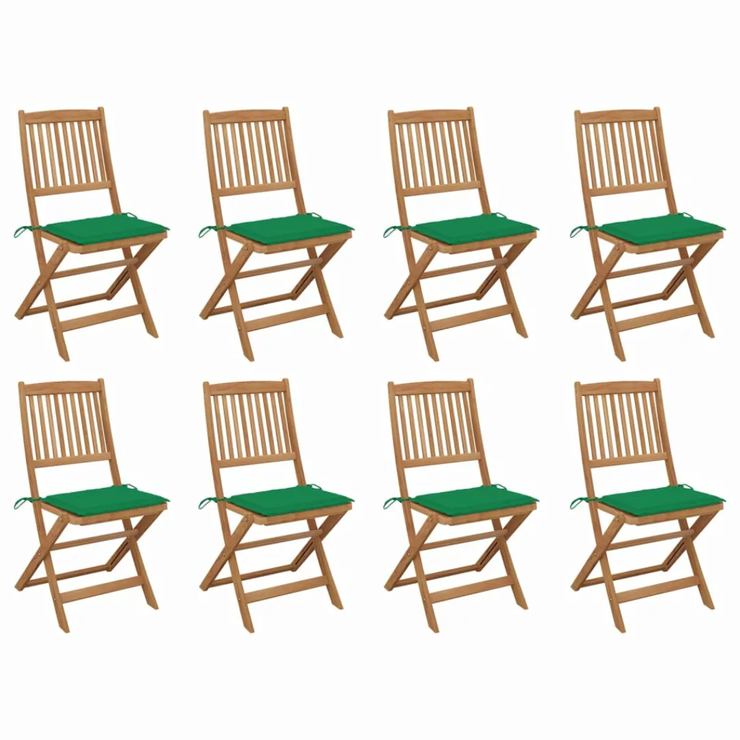 Klappbare Gartenstühle Mit Kissen 8 Stk. Massivholz Akazie günstig online kaufen