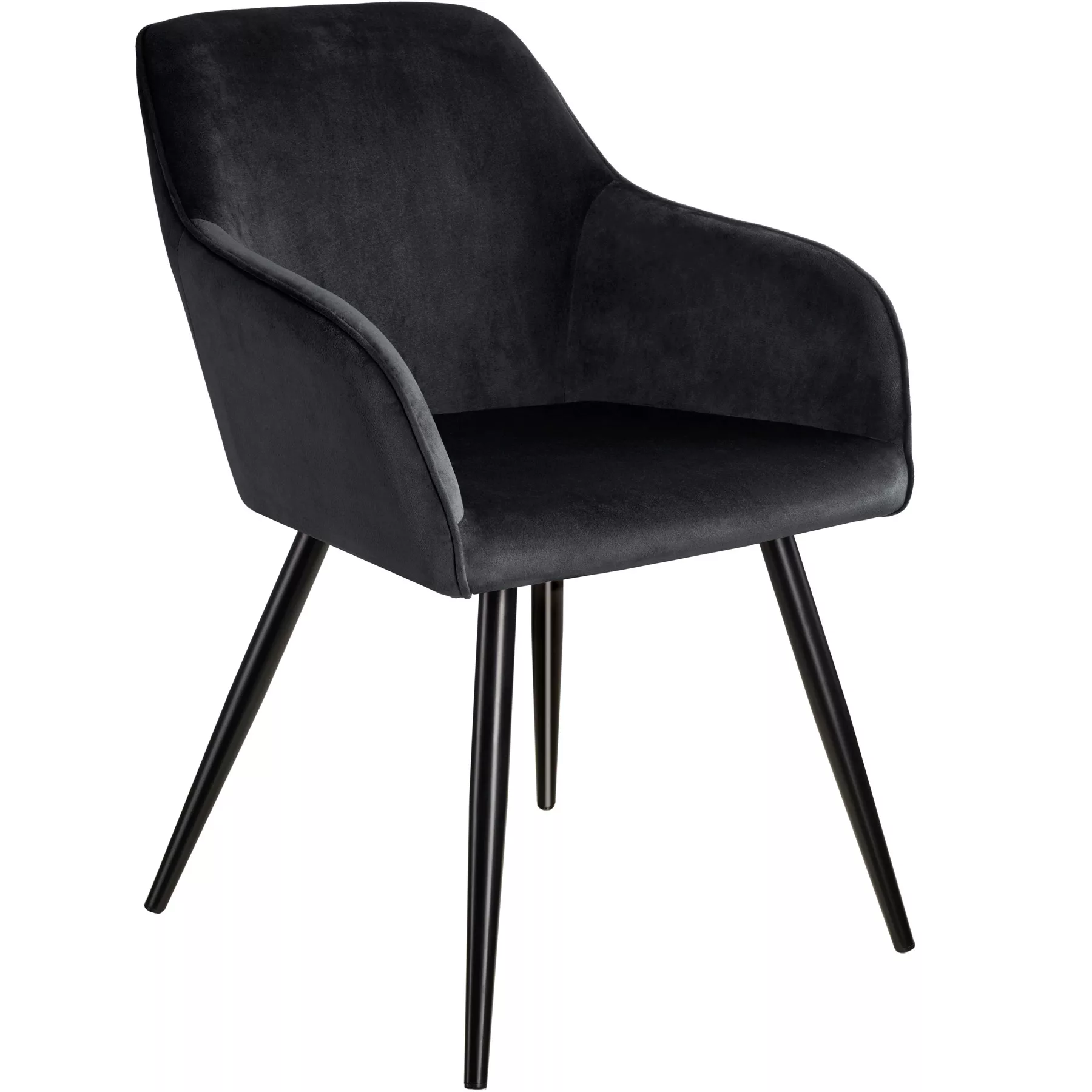Stuhl Marilyn Samtoptik, schwarze Stuhlbeine - schwarz günstig online kaufen
