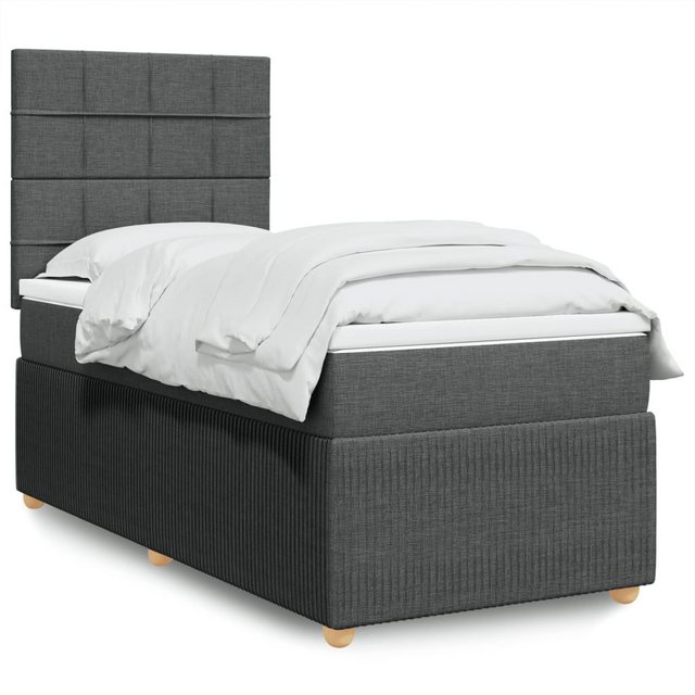 vidaXL Boxspringbett Boxspringbett mit Matratze Dunkelgrau 90x200 cm Stoff günstig online kaufen