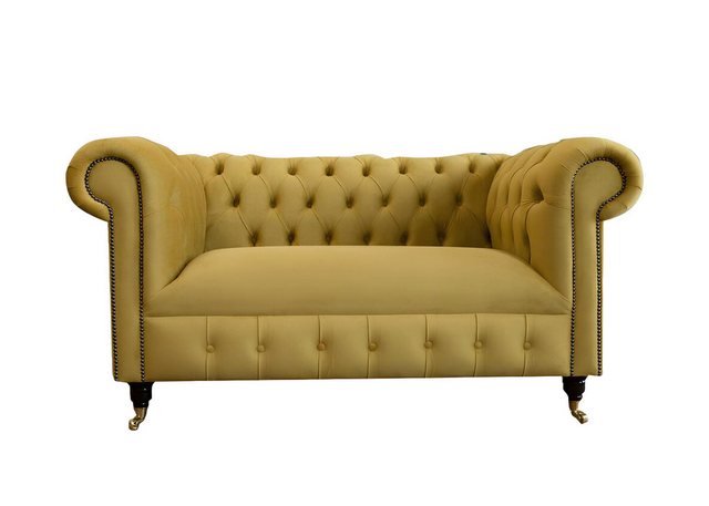 Xlmoebel Sofa Zweisitzer Sofa Chesterfield Gelb Design Couch Polstermöbel N günstig online kaufen