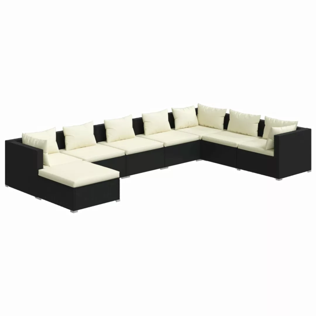 Vidaxl 8-tlg. Garten-lounge-set Mit Kissen Poly Rattan Schwarz günstig online kaufen