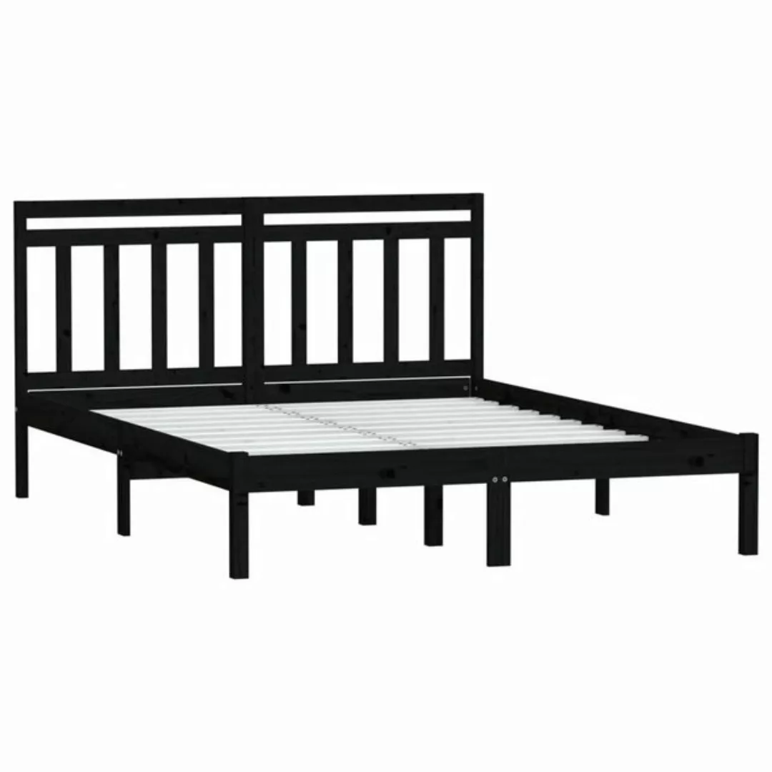 furnicato Bettgestell Massivholzbett Schwarz 120x190 cm (1-tlg) günstig online kaufen