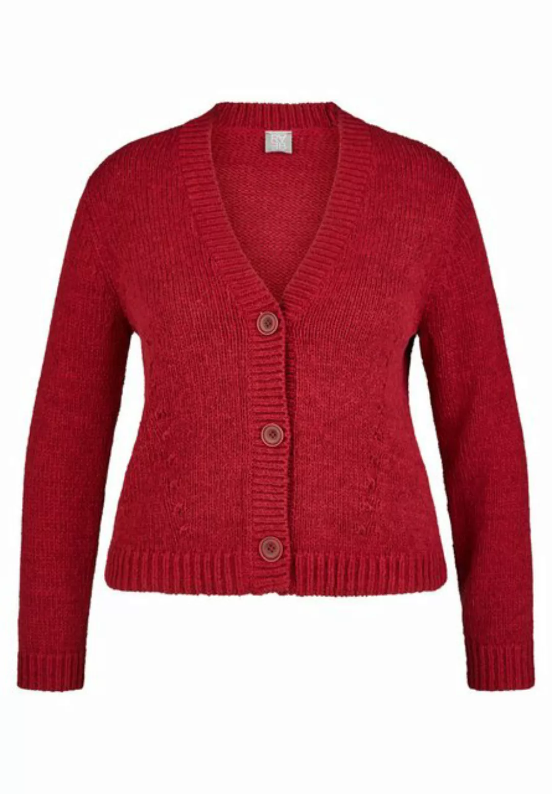 Rabe Strickjacke RABE Kuscheliger roter Strick-Cardigan mit V-Ausschnitt günstig online kaufen