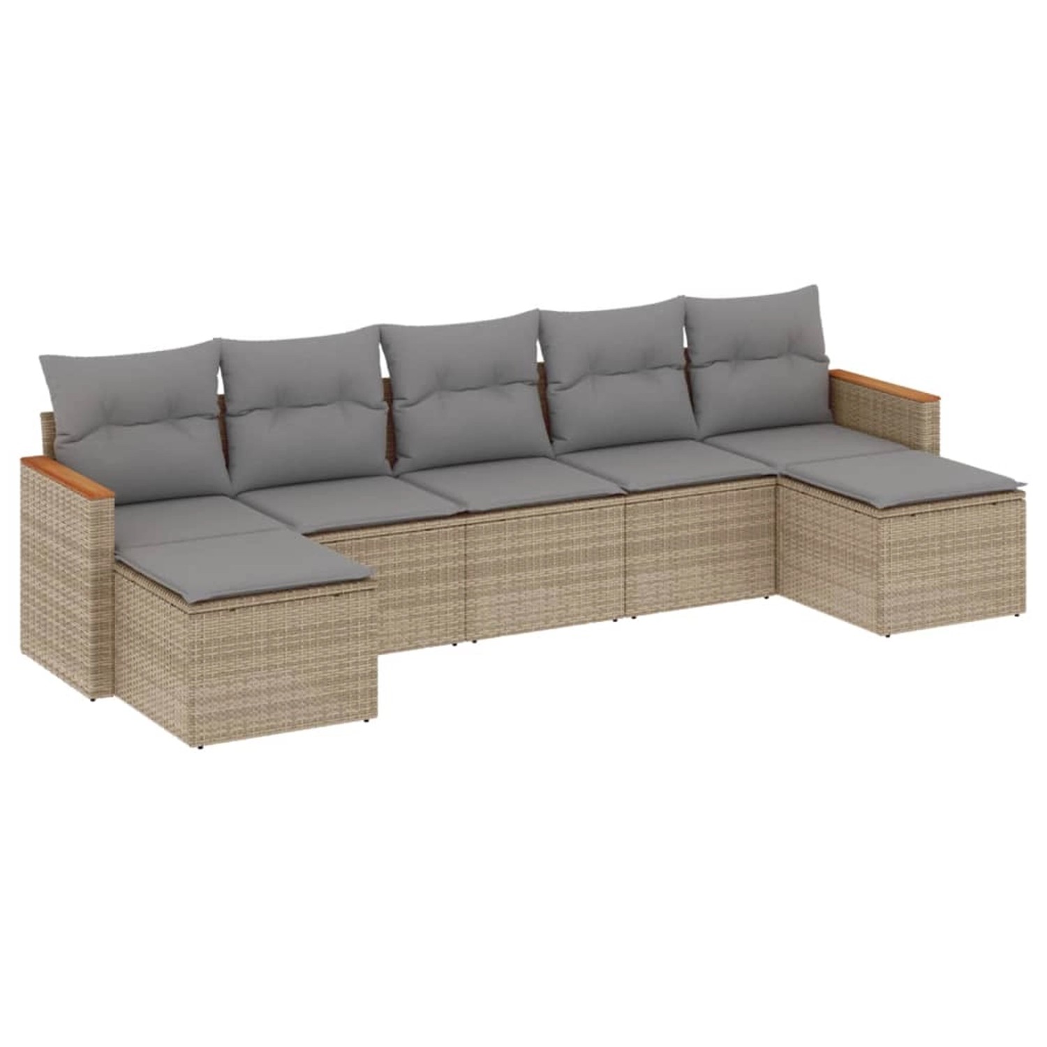 vidaXL 7-Tlg Garten-Sofagarnitur mit Kissen Beige Poly Rattan 3226234 günstig online kaufen