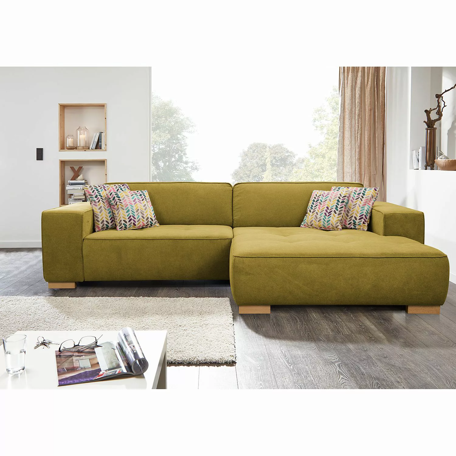 home24 loftscape Ecksofa Belair Pistaziengrün Microfaser 293x78x172 cm mit günstig online kaufen