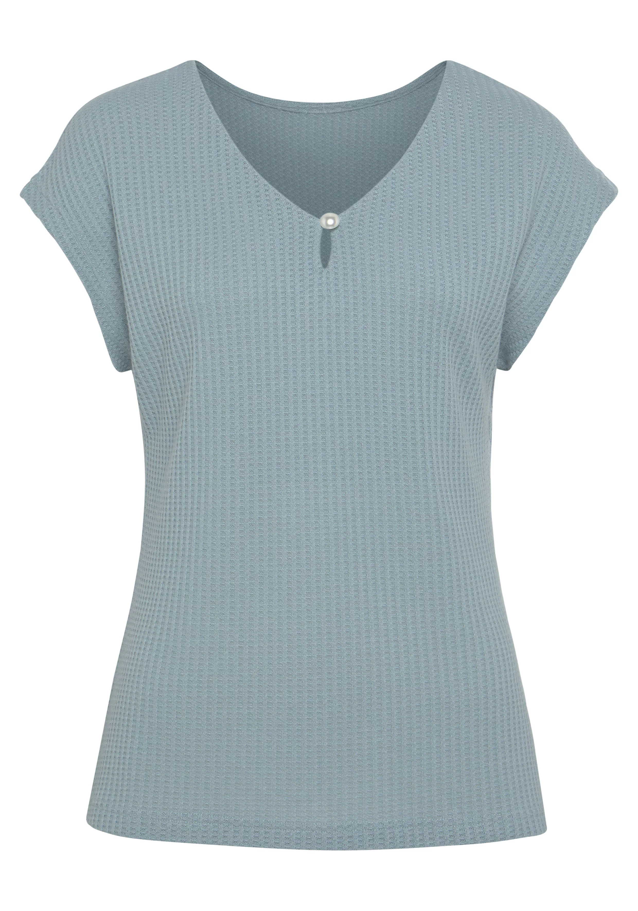 LASCANA T-Shirt (Packung, 2-tlg) mit Zierperle am Ausschnitt günstig online kaufen