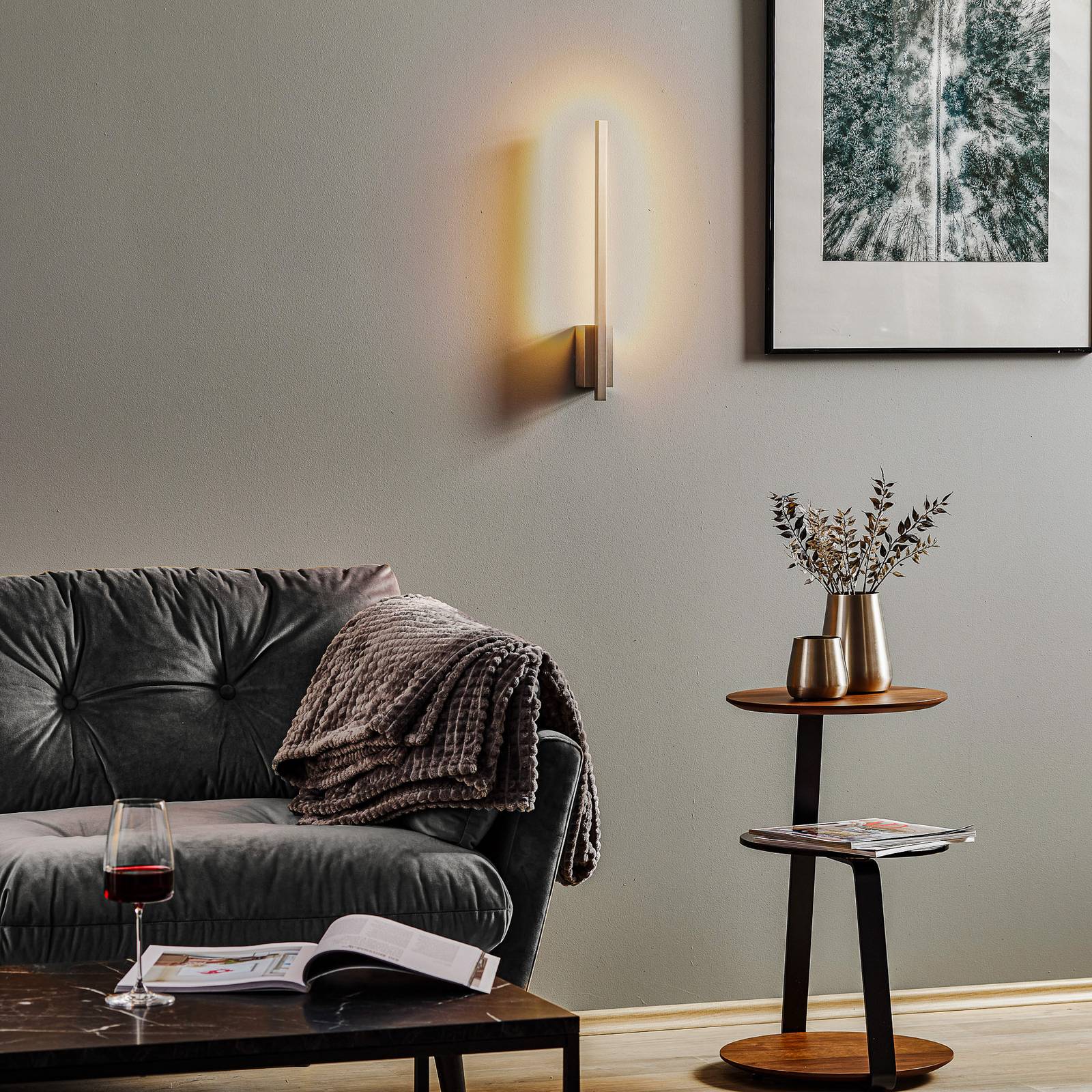 Quitani LED-Wandlampe Tolu, vertikal, nickel, Höhe 45 cm günstig online kaufen