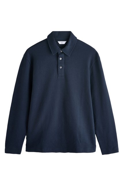 Next Langarm-Poloshirt Langärmeliges Poloshirt Waffel 100 % Baumwolle (1-tl günstig online kaufen