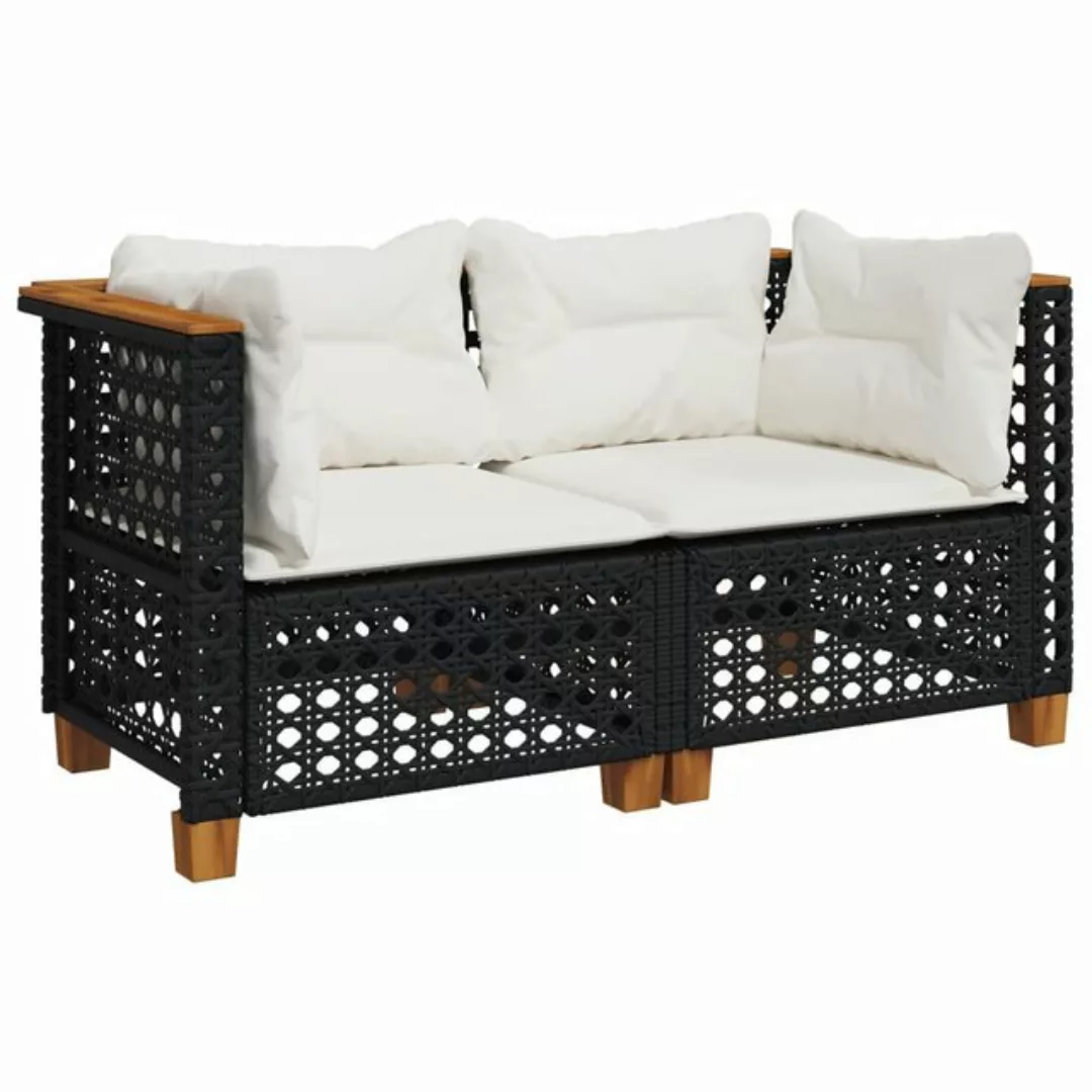 vidaXL Loungesofa Garten-Ecksofas mit Kissen 2 Stk. Schwarz Poly Rattan günstig online kaufen