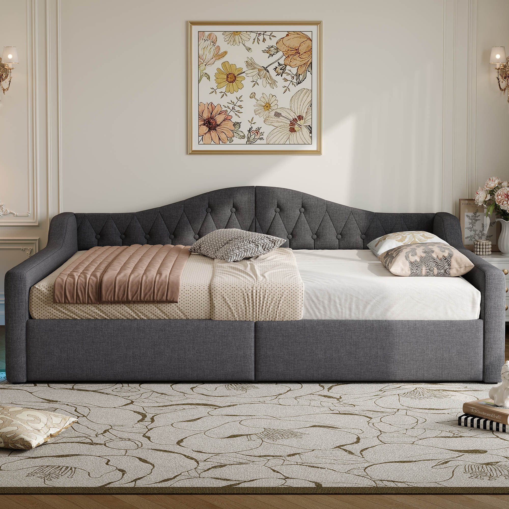 STILVORA Daybett 140x200 mit Matratze&Stauraum,Gepolstertes Daybett günstig online kaufen