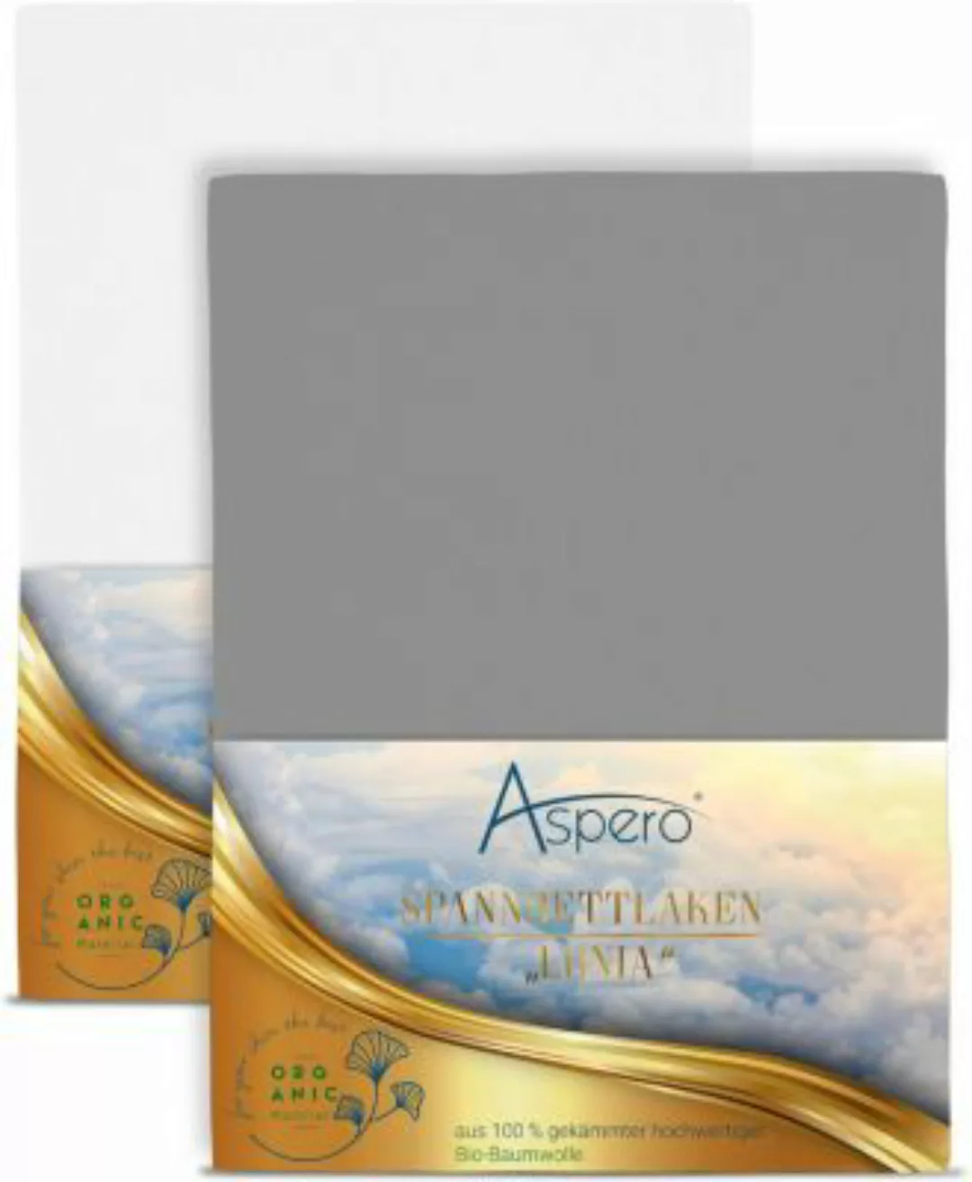 Aspero® 2 x Spannbettlaken aus Bio-Baumwolle Bettlaken grau/weiß Gr. 160 x günstig online kaufen