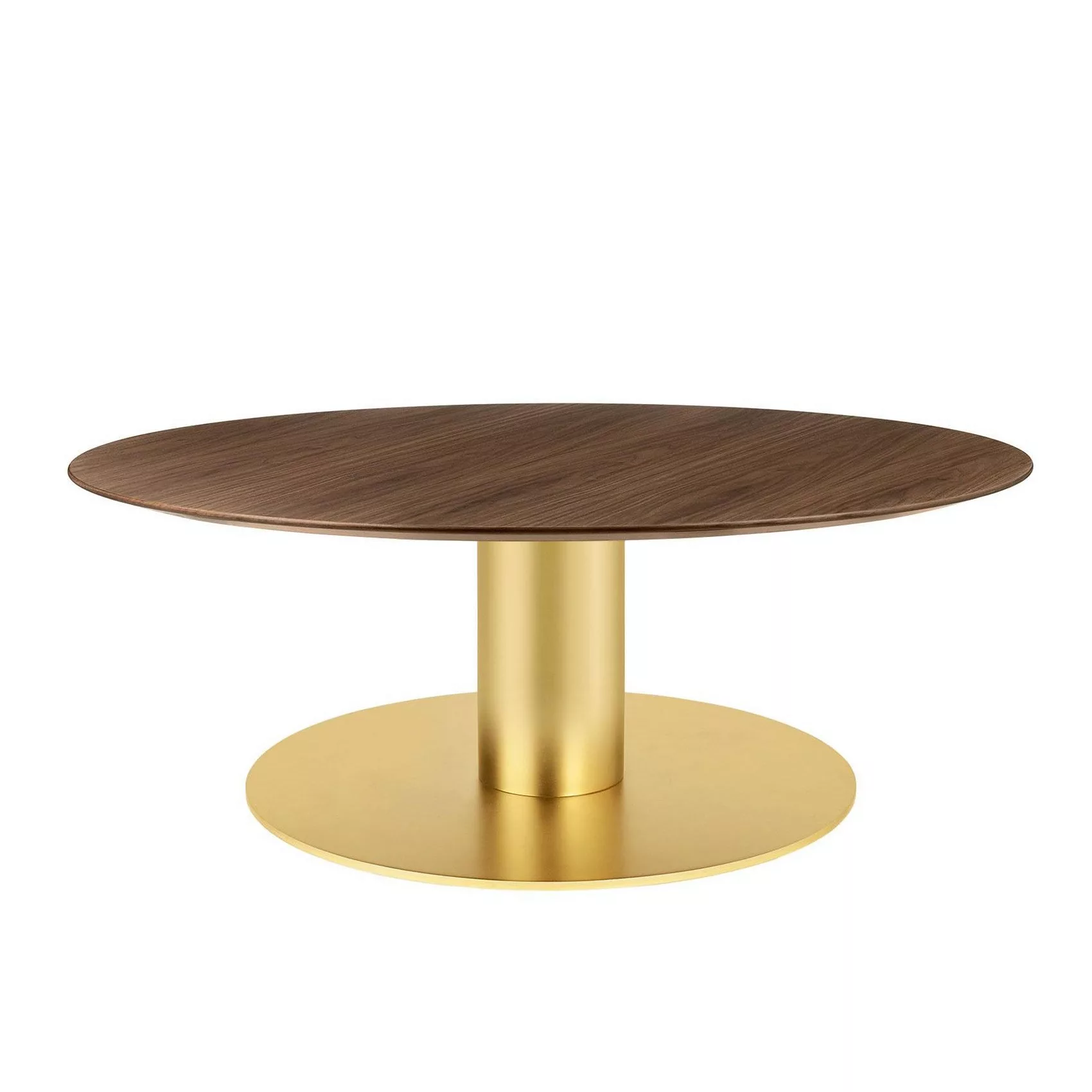 Gubi - 2.0 Coffee Table Gestell Messing Ø110cm - Walnuss/Tischplatte Walnus günstig online kaufen