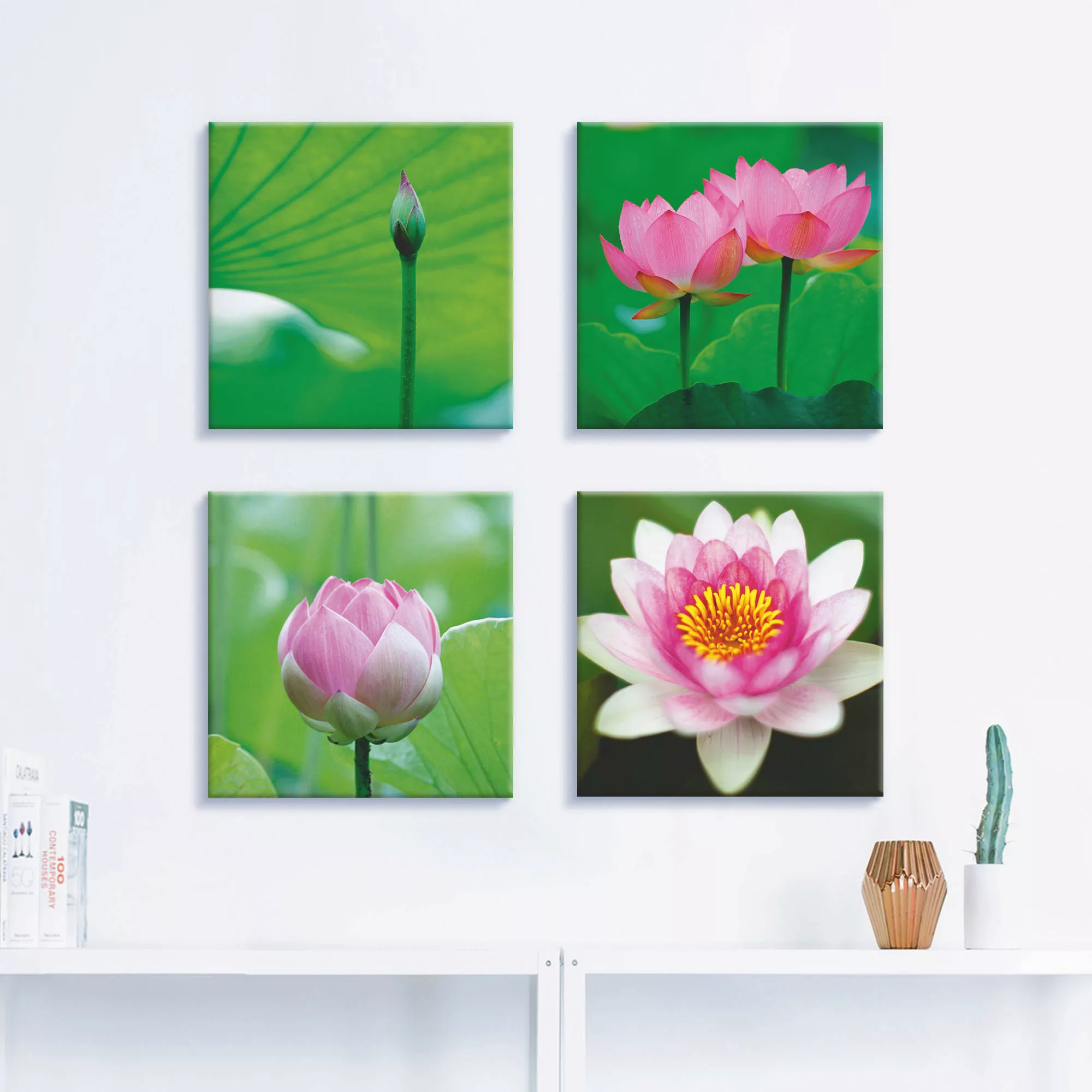 Artland Leinwandbild »Lotusblumen Motive«, Blumen, (4 St.) günstig online kaufen