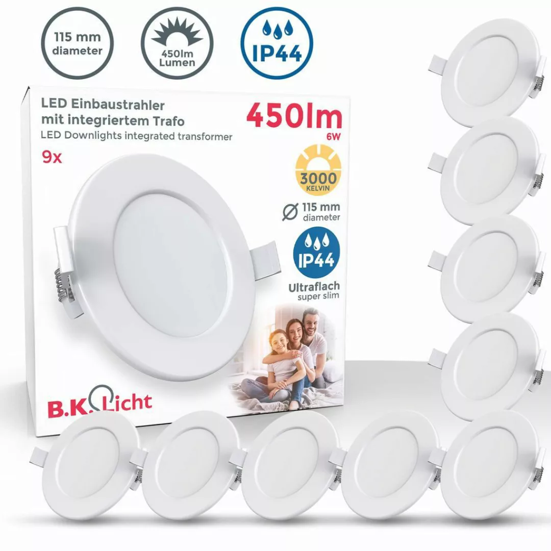 B.K.Licht LED Einbaustrahler Bad Einbauleuchten 9er günstig online kaufen