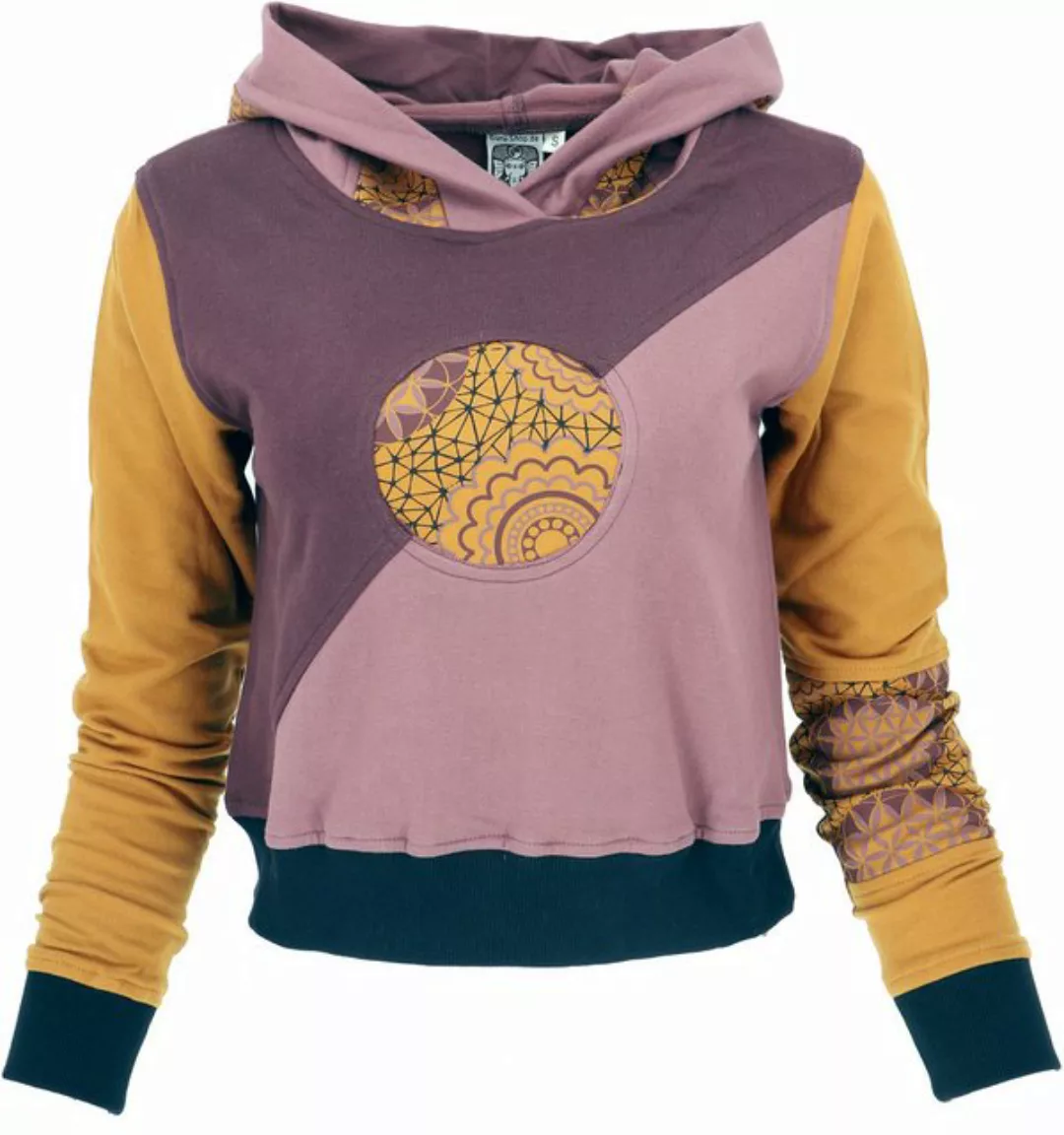 Guru-Shop Longsleeve Patchwork Hoodie aus Bio-Baumwolle - braun alternative günstig online kaufen