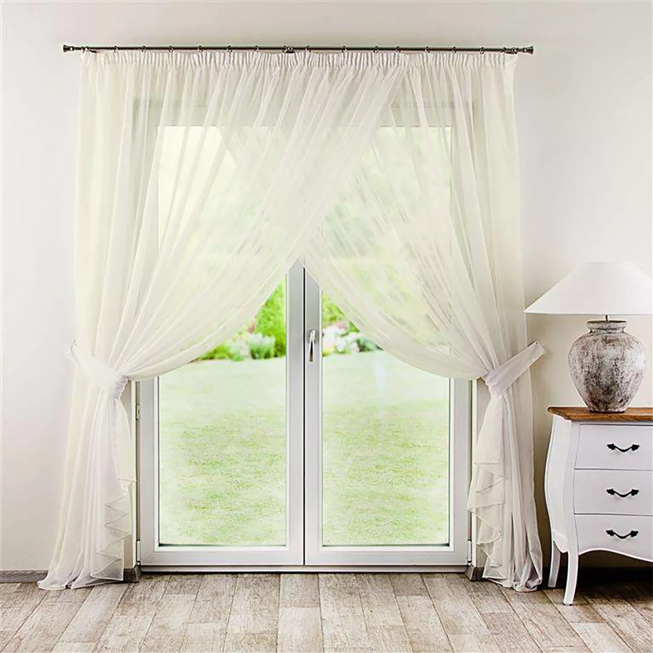 Fensterdekoration Amelia mit Volant, ecru, 200 cm x 270 cm, Voile (901-01) günstig online kaufen