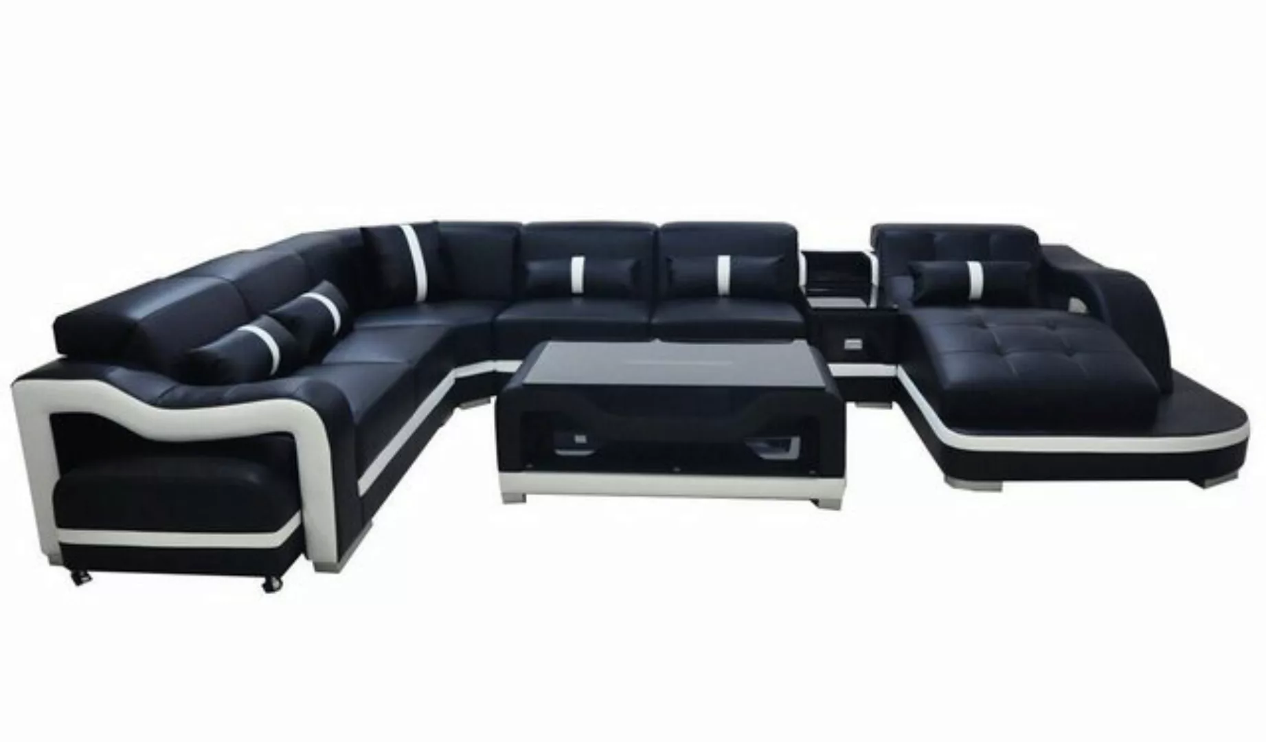 JVmoebel Ecksofa Ecksofa USB Ledersofa Wohnlandschaft Couch Sitz Eckgarnitu günstig online kaufen