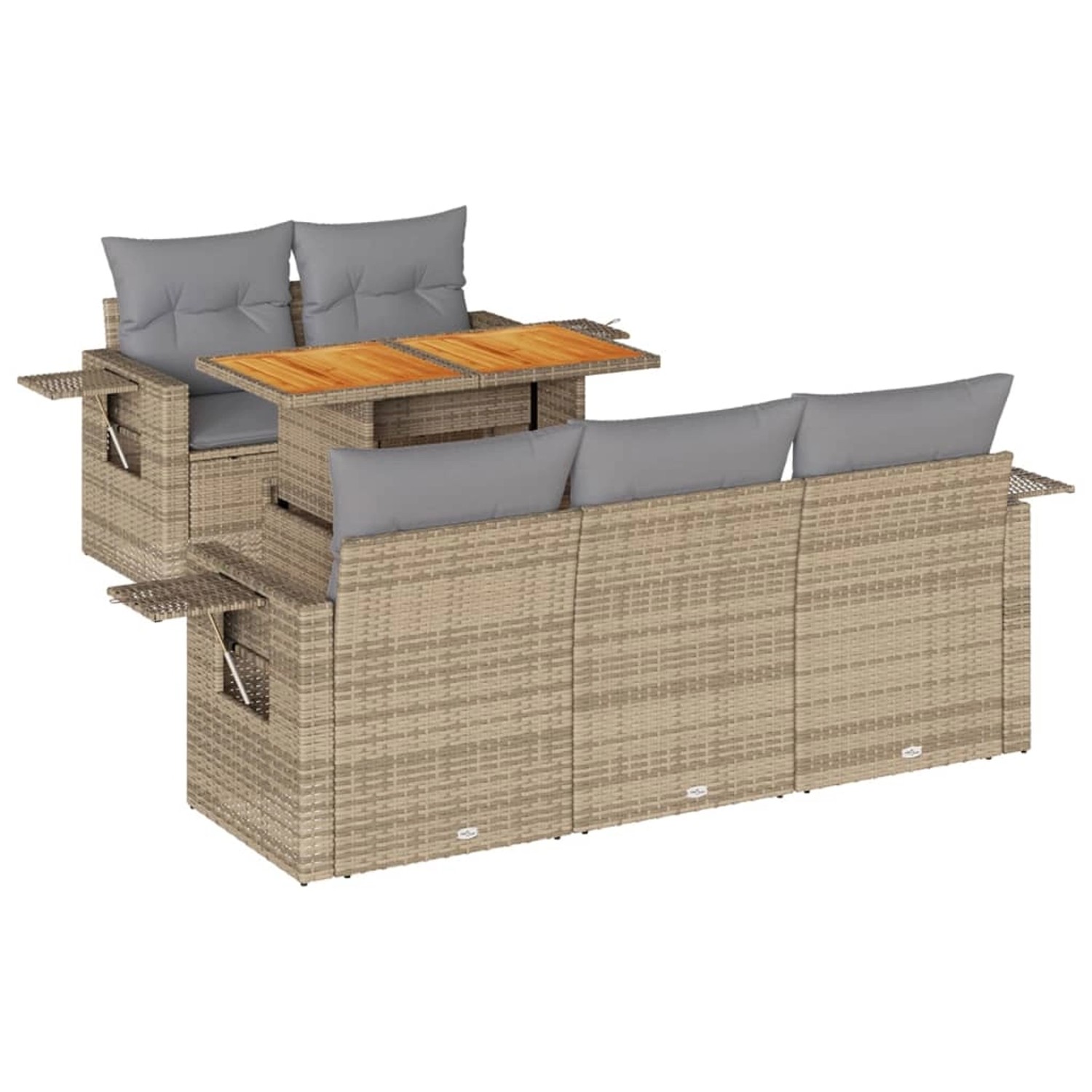 vidaXL 6-Tlg Garten-Sofagarnitur mit Kissen Beige Poly Rattan 3327104 günstig online kaufen