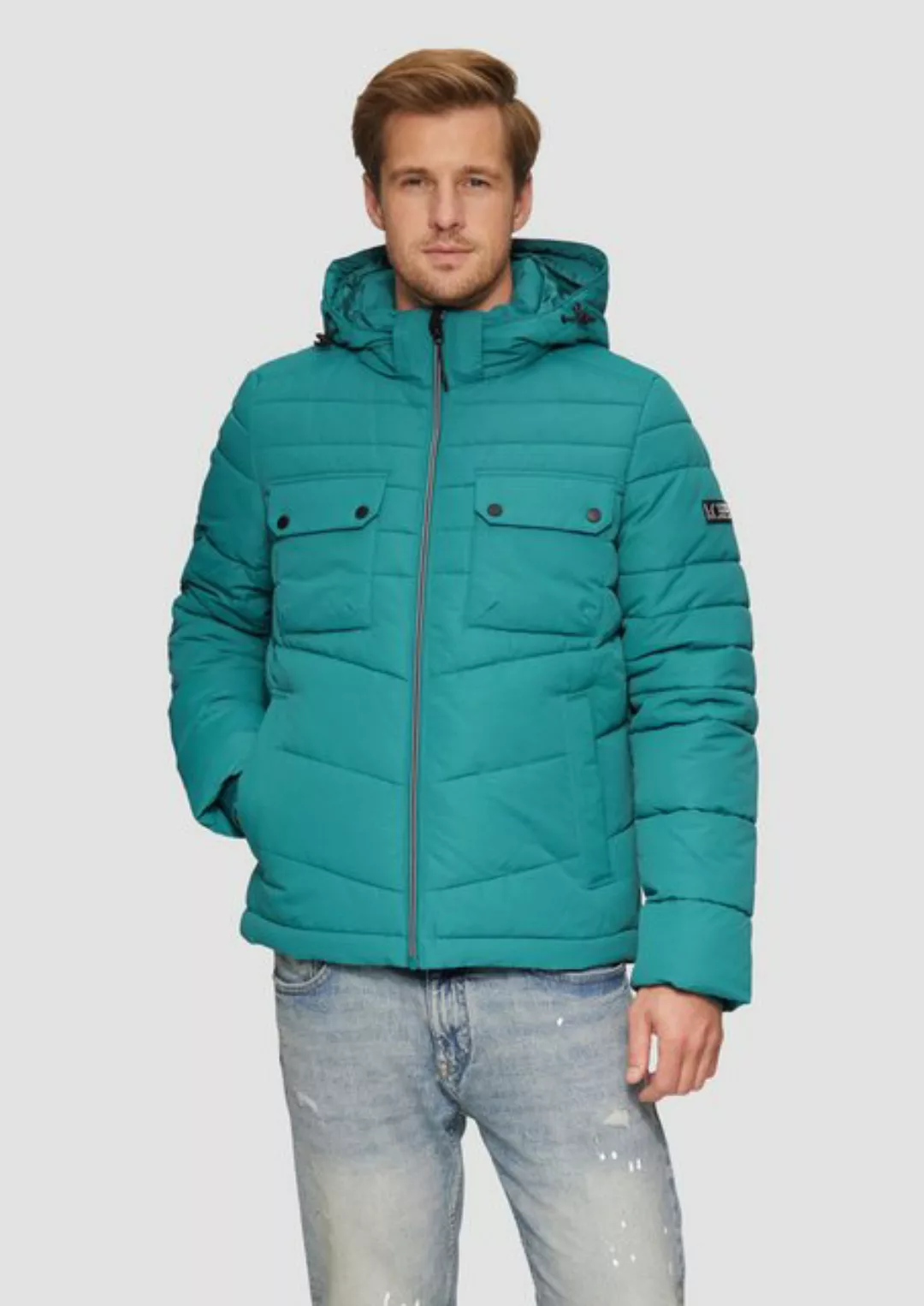 s.Oliver Allwetterjacke Gesteppte Jacke mit abnehmbarer Kapuze Logo günstig online kaufen