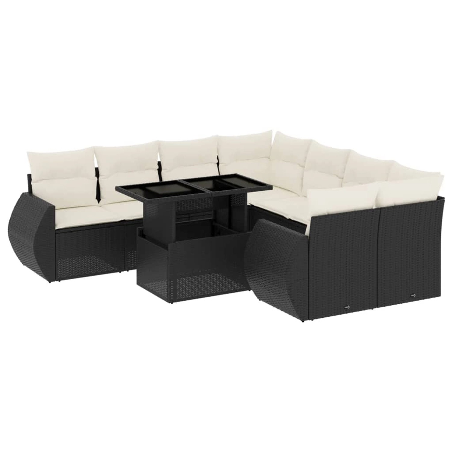 vidaXL 9-Tlg Garten-Sofagarnitur mit Kissen Schwarz Poly Rattan 3268426 günstig online kaufen
