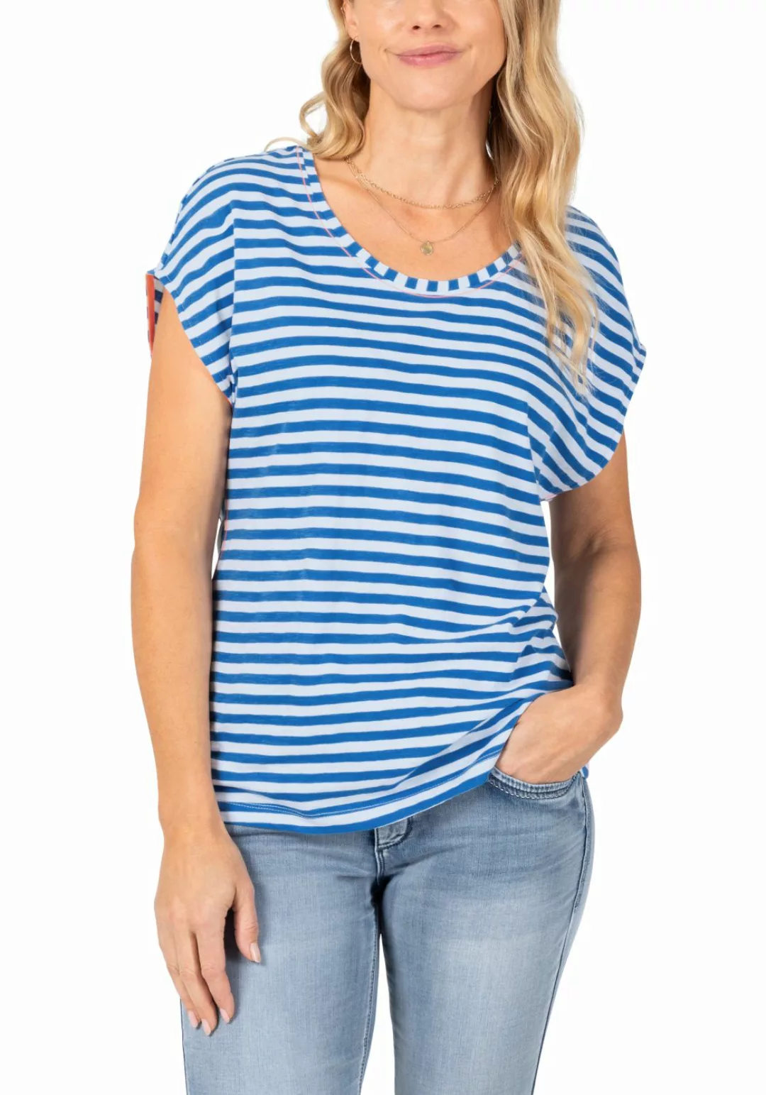 TIMEZONE Damen STRIPED ROUND NECK T-SHIRT - Regular Fit günstig online kaufen