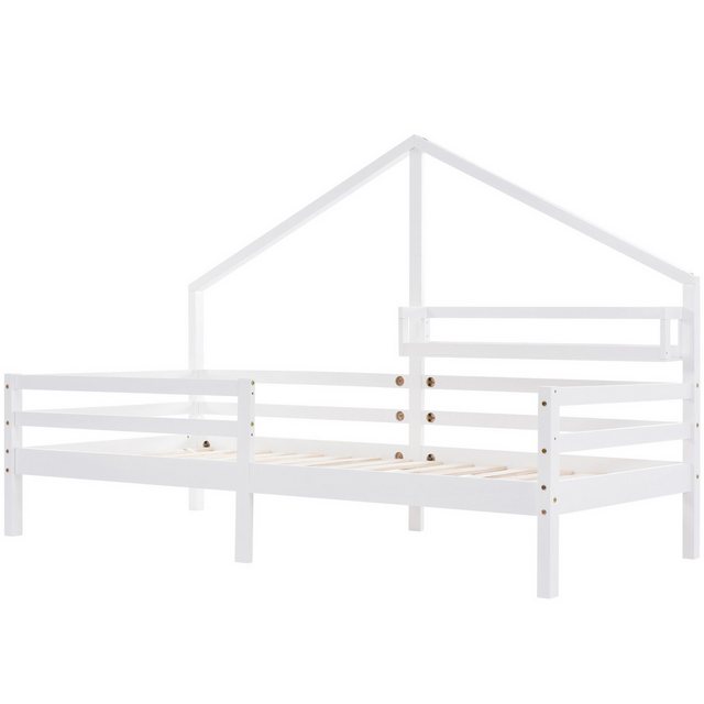 EXTSUD Kinderbett Hausbett Kinderbett mit Ablageregal Kaminform 90x200 Weiß günstig online kaufen