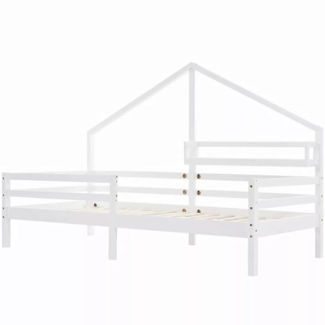 EXTSUD Kinderbett Hausbett Kinderbett mit Ablageregal Kaminform 90x200 Weiß günstig online kaufen