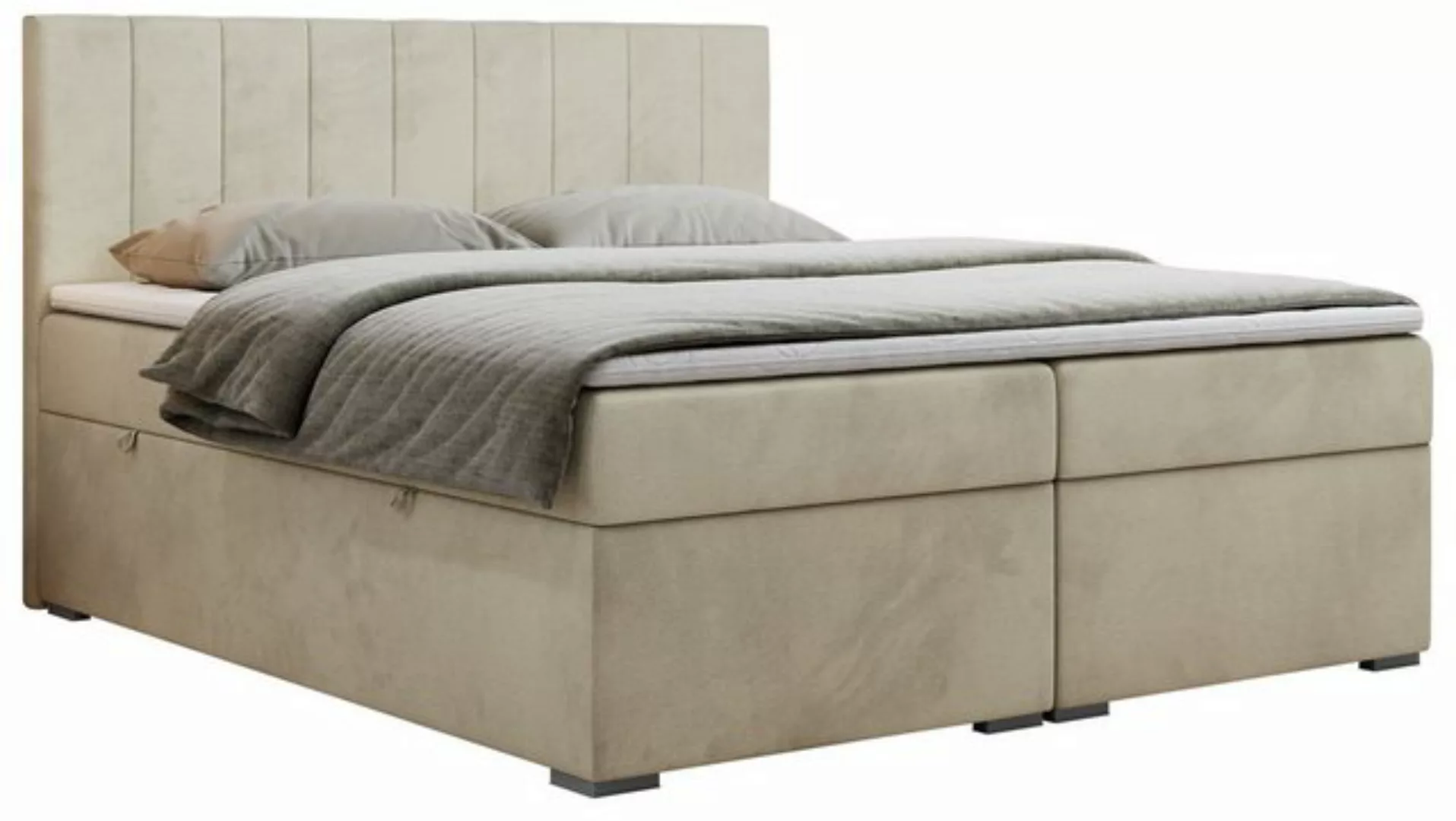 MKS MÖBEL Boxspringbett PEDRO, Doppelbett mit Multipocket-Matratze und Topp günstig online kaufen