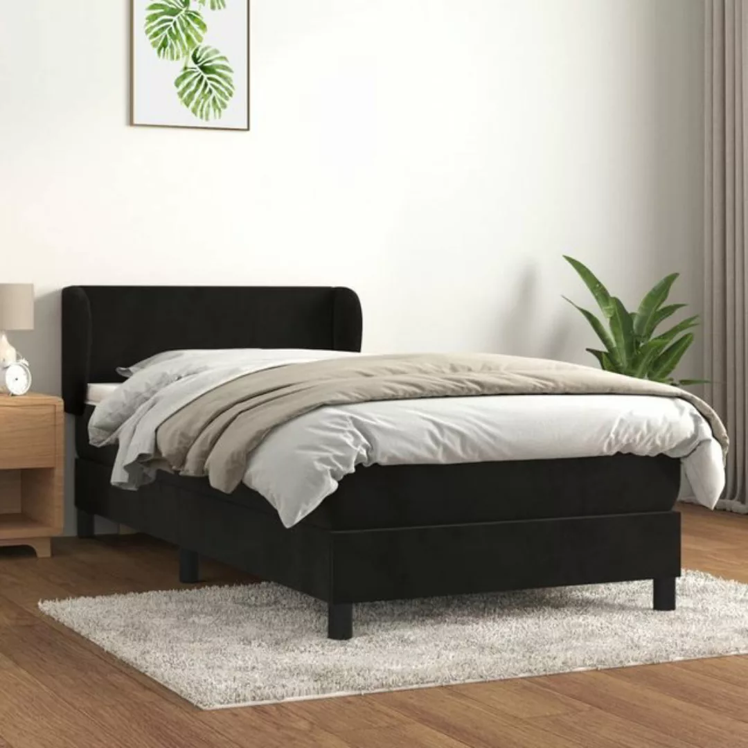 vidaXL Boxspringbett Boxspringbett mit Matratze Schwarz 100x200 cm Samt Bet günstig online kaufen