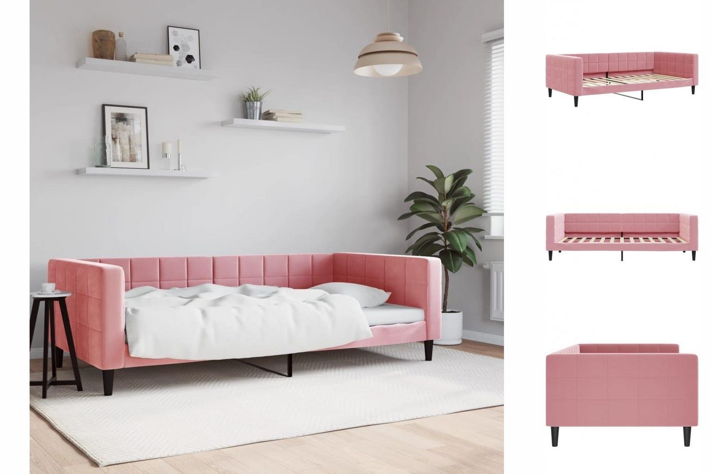 vidaXL Gästebett Tagesbett Rosa 100x200 cm Samt Gästebett Gästecouch Gästes günstig online kaufen