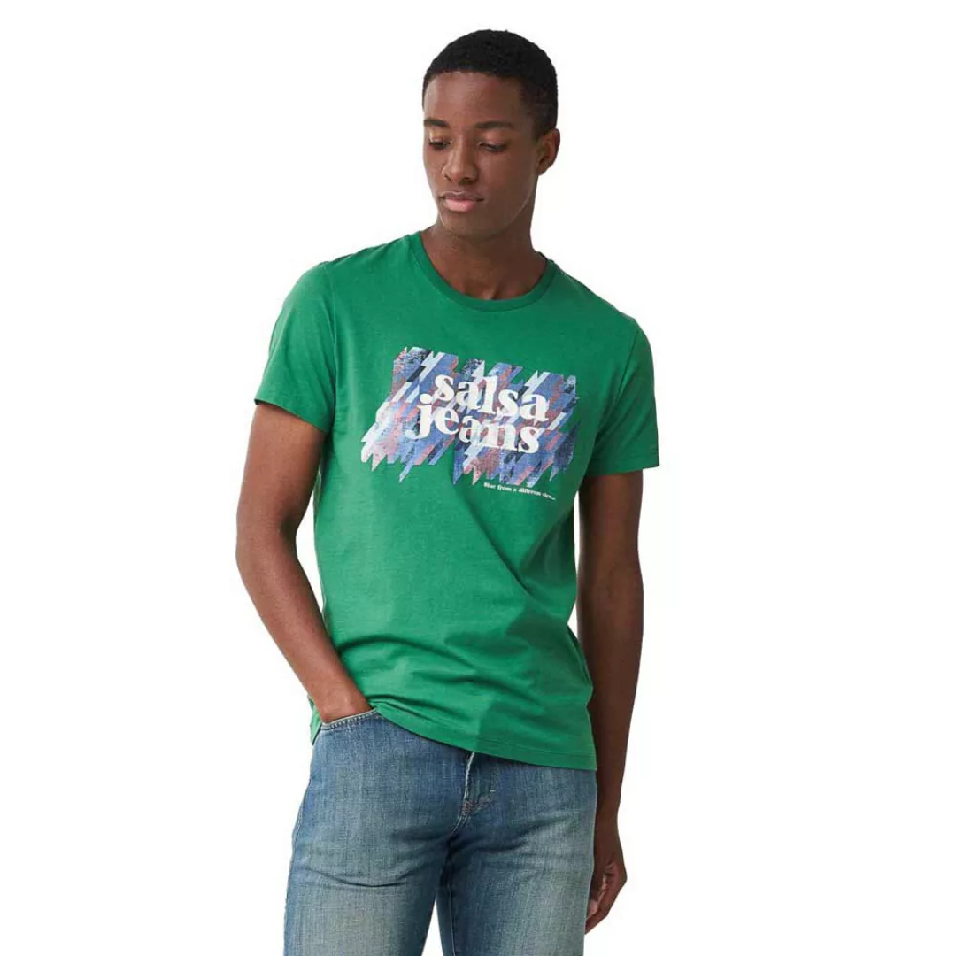 Salsa Jeans Kurzarm-t-shirt Mit Print-branding L Green günstig online kaufen