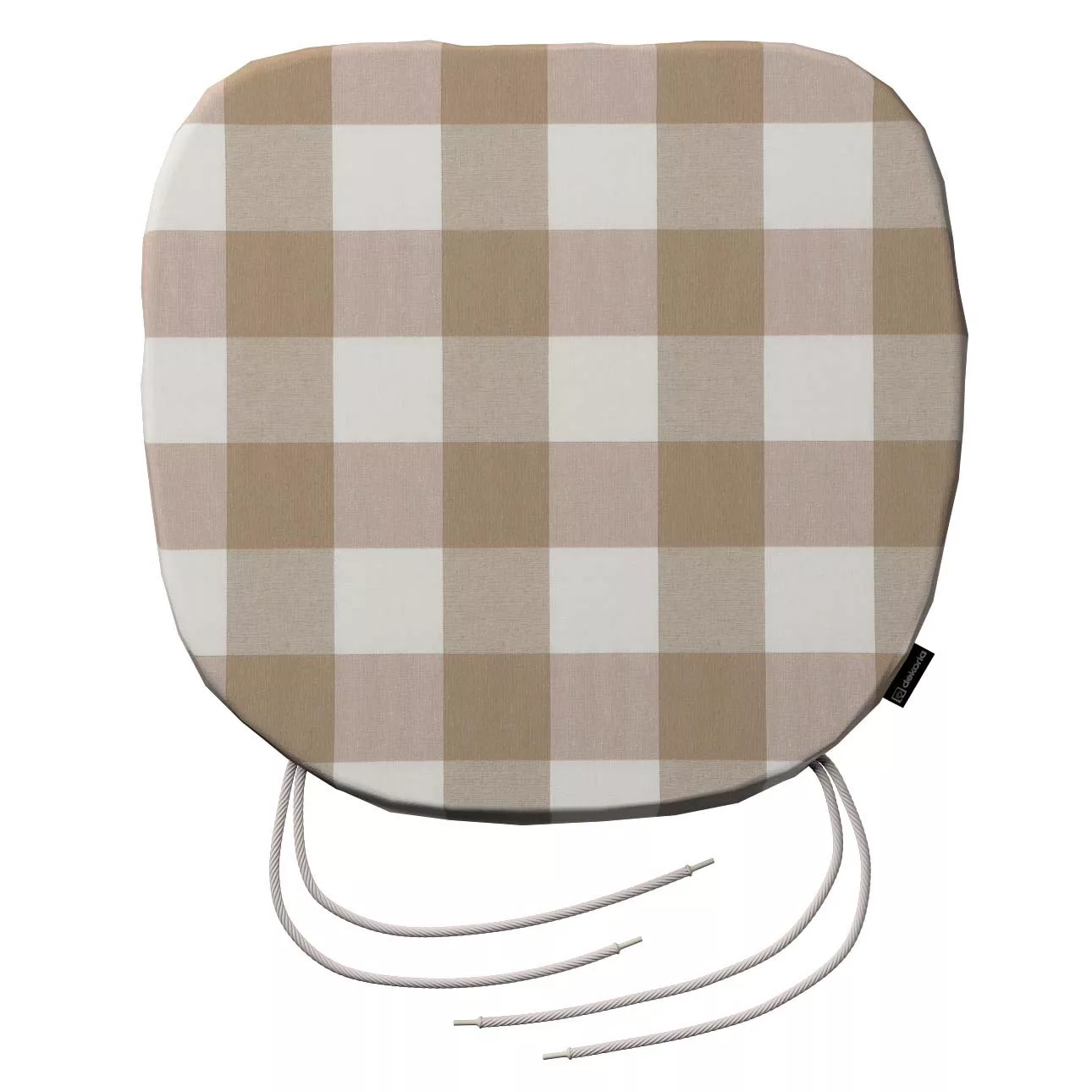 Stuhlkissen Marcus mit Bindeschnur, weiss-beige kariert, 40 x 37 x 2,5 cm, günstig online kaufen