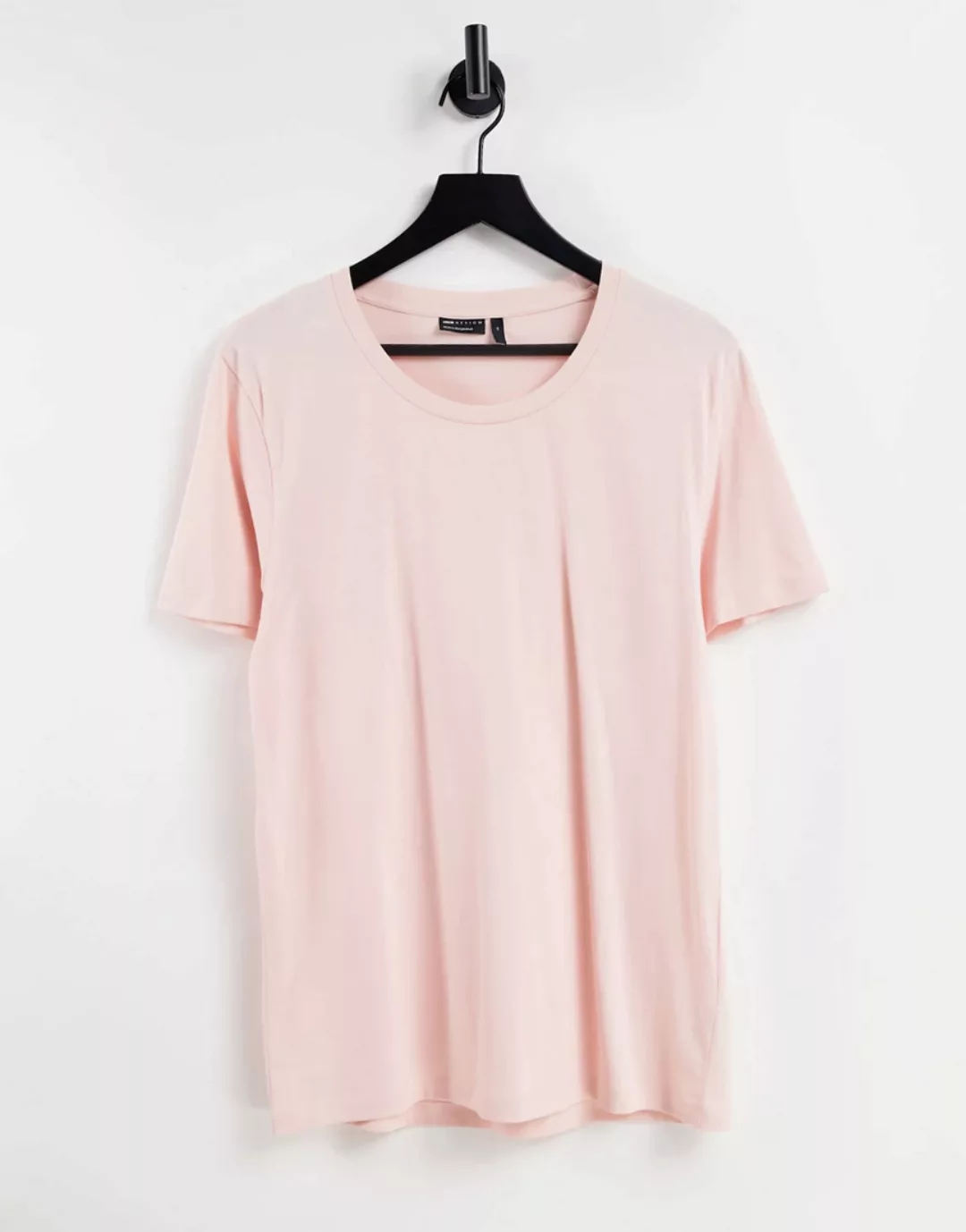 ASOS DESIGN – T-Shirt in Hellrosa mit U-Ausschnitt günstig online kaufen