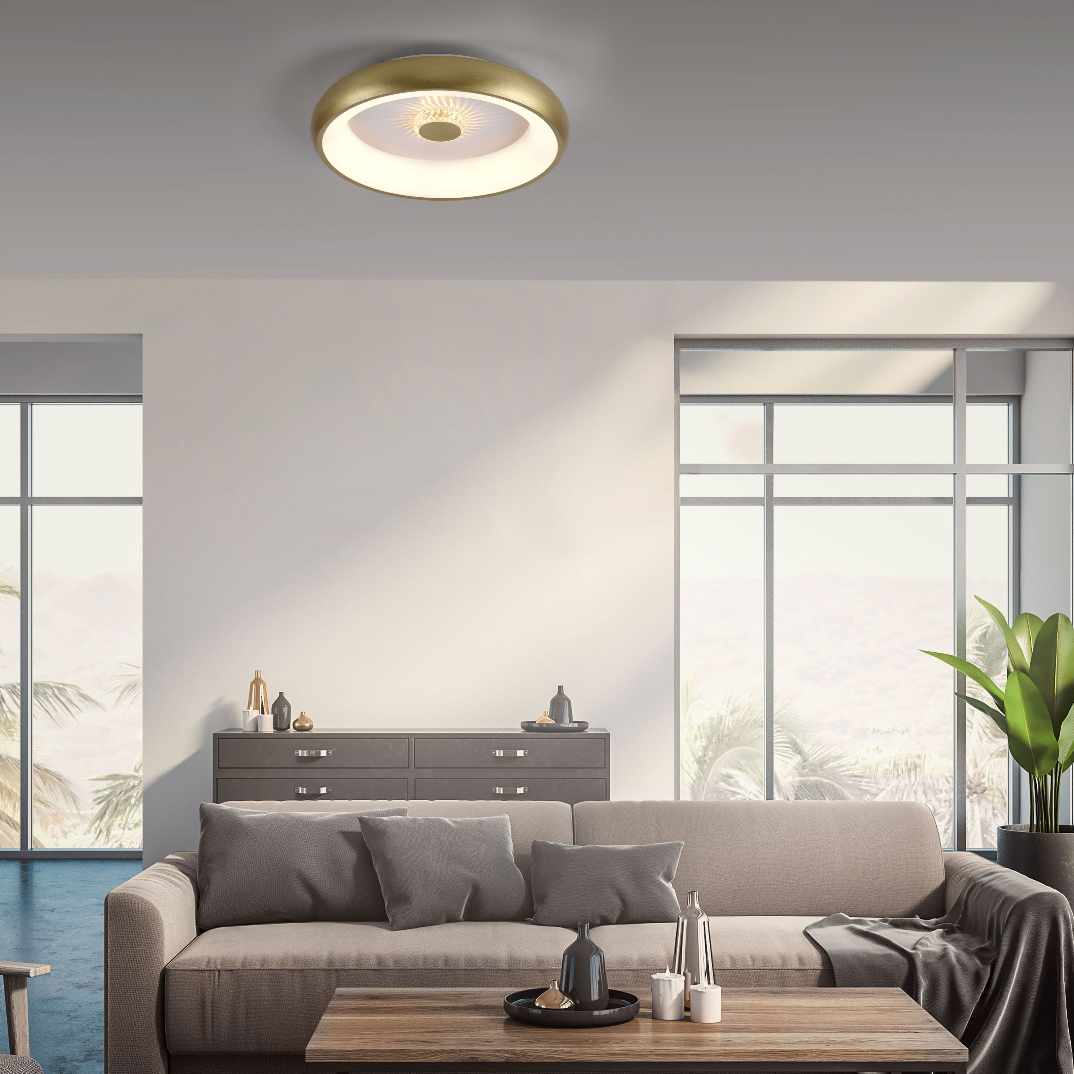 LED-Deckenleuchte Vertigo, CCT, Ø 46,5 cm, messing günstig online kaufen