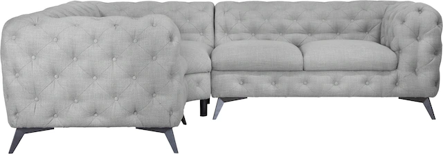 Leonique Chesterfield-Sofa »Ecksofa GLYNIS L-Form mit Wellenunterfederung, günstig online kaufen
