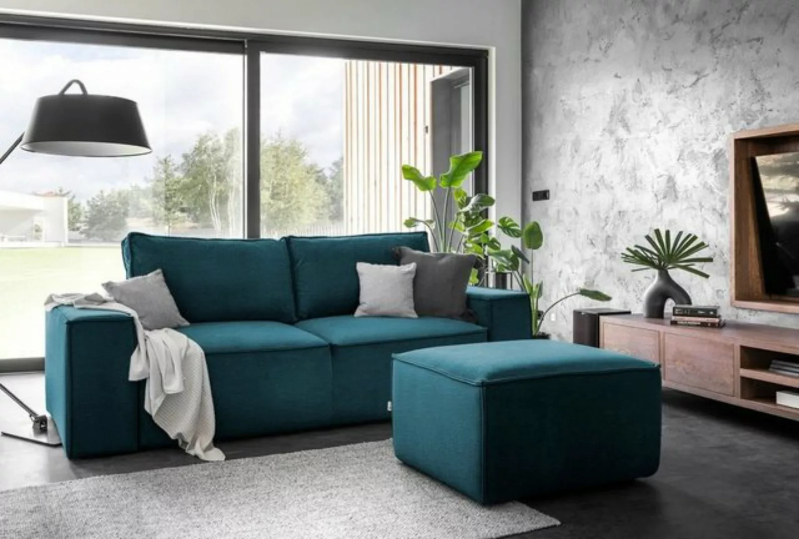 Luxusbetten24 Sofa Designer 2er Sofa Solaris, mit Stauraum und Schlaffunkti günstig online kaufen