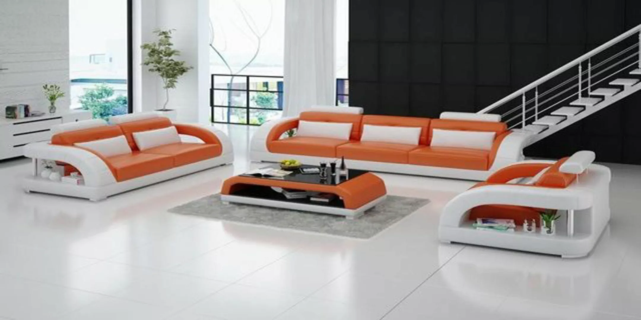 JVmoebel Sofa Design Ledersofa Couch Garnituren 3+2+1 Sitzer Garnitur Sofag günstig online kaufen