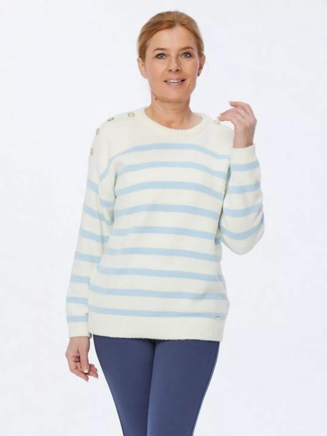 Sarah Kern Strickpullover Longsleeve figurumspielend mit Schmuckknöpfen günstig online kaufen