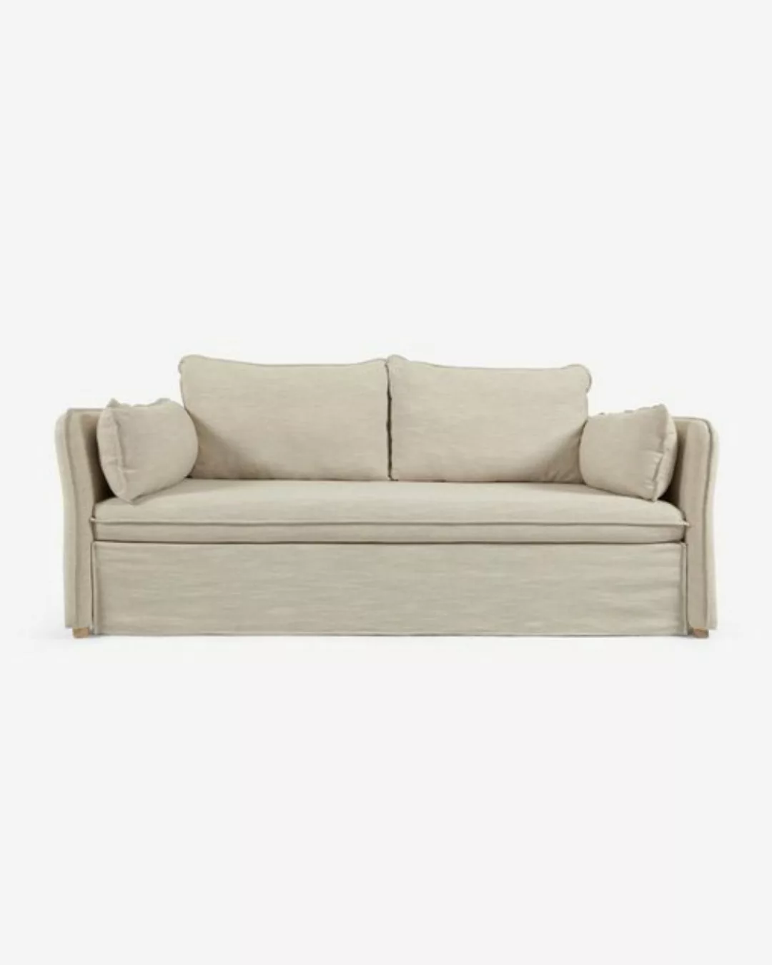 Natur24 Schlafsofa Schlafsofa Tanit weiß und Beine Buchenholz 210cm Sitzgar günstig online kaufen