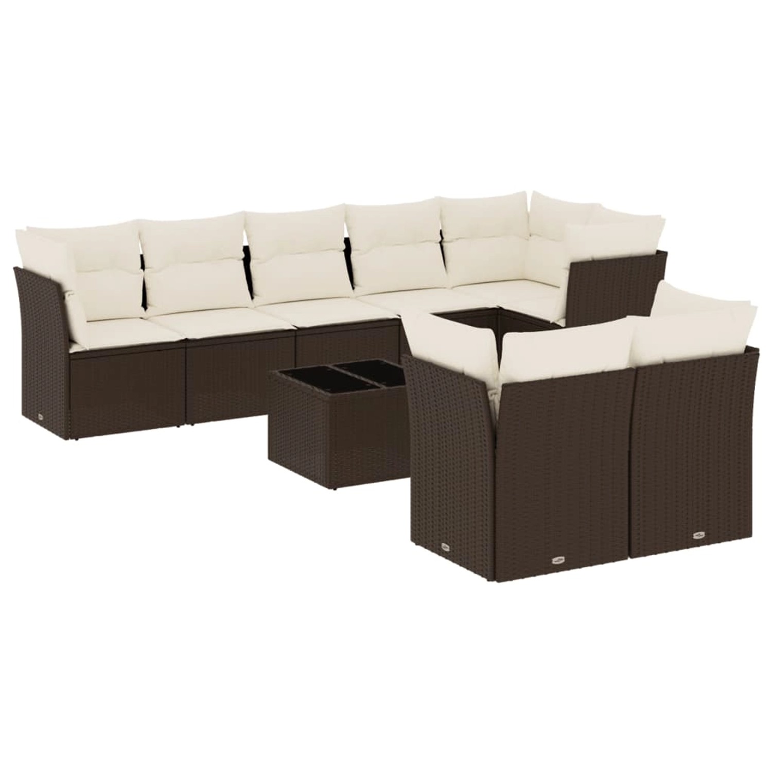 vidaXL 9-Tlg Garten-Sofagarnitur mit Kissen Braun Poly Rattan 3217923 günstig online kaufen